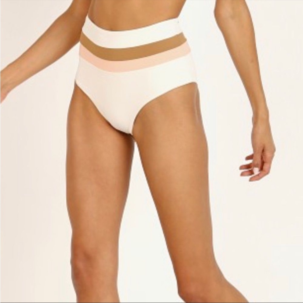 L*space Portia Cream Stripe Bikini Bottom (M)